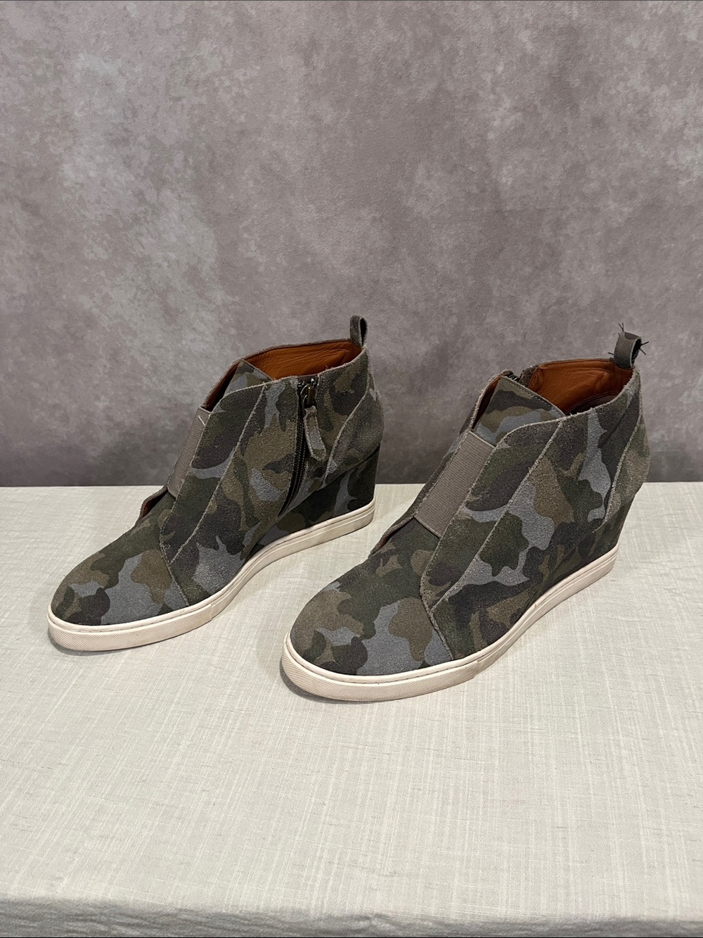 Paolo Women's Camouflage Wedge Sneaker Booties - Olive Green 9.5